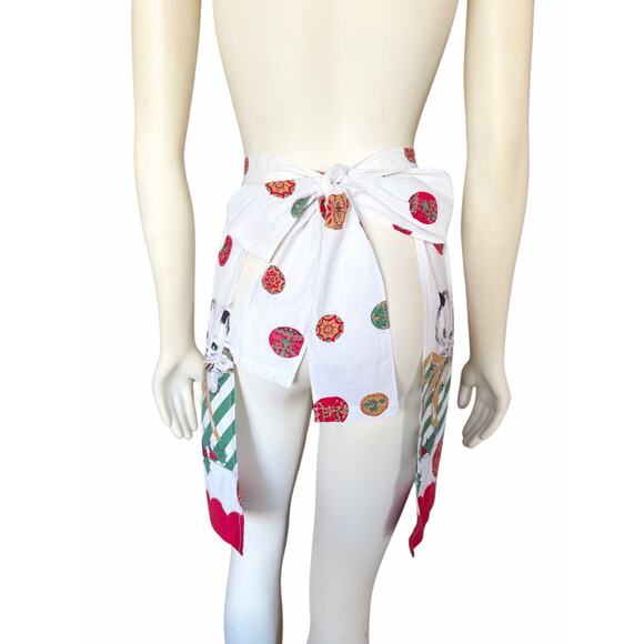 Christmas Cats Apron Vintage 1950s-1960s Retro Colorful Graphics Ornaments - Picture 6 of 6